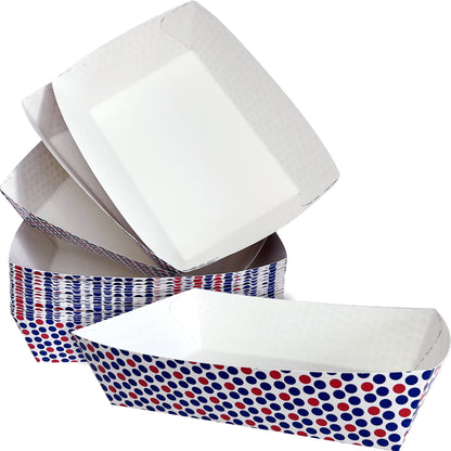 Avant Grub Red & Blue Polkadot, 3 lb Sturdy Wax-Coated Paper Food Trays