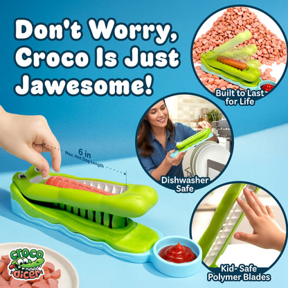24-Cut Hot Dog Cutter | The CrocoDicer | Safe & Fast Meal Prep for Kids Easy to Clean