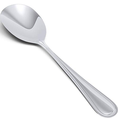 Silver Stainless Steel Solid Serving Spoon - 9-Inches - 1 Pack