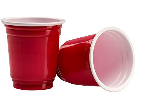 Red & White Disposable Shot Glass - 2oz - 100 Pack