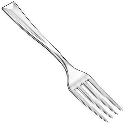 Silver Plastic Tasting Forks - 4 Inches - 400 Pack