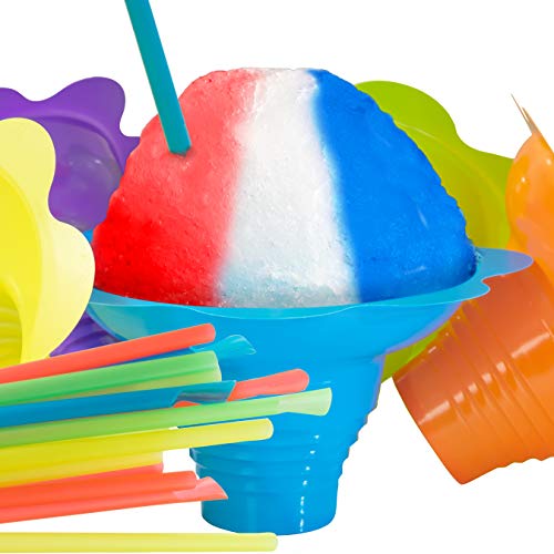 20 Each Of Blue, Orange, Yellow, Green & Purple Ice Cream Cups - 4oz - 100 Pack