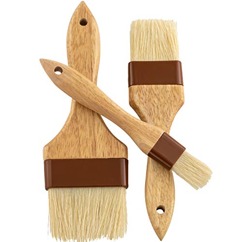 Hardwood Pastry Brush Set - One Of Each 1", 2" & 3" - 3 Pack