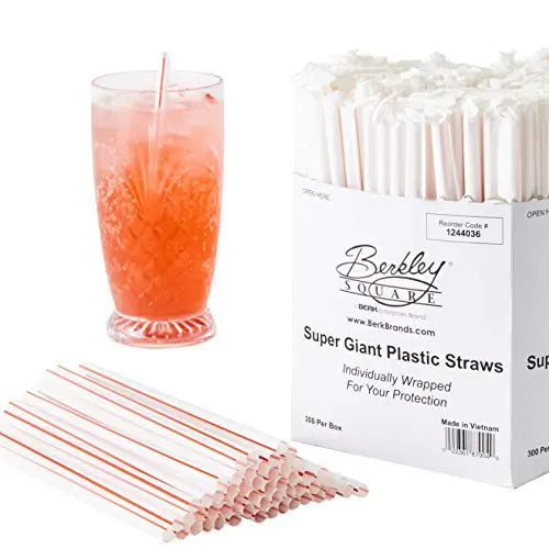 Red & White Drinking Straws - 7-3/4" x 5/16" - 300 Pack