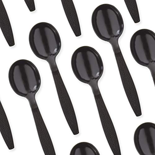 5-Inch Black Plastic Soup Spoon