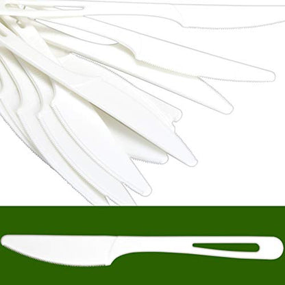 White Biodegradable Knives - 25 Pack