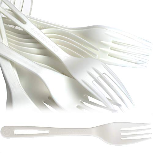 White Biodegradable Forks - 25 Pack