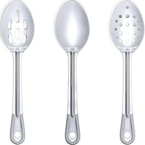 Medium Silver Solid, Slotted, Perforated Serving Spoons