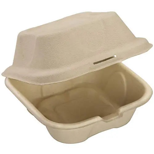 Brown Kraft Takeout Food Containers With Clamshell Hinged Lid - 6"x6"x3" - 25 Pack