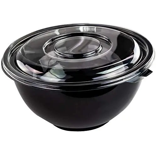 Black & Clear Disposable Serving Bowls & Lids - 160oz - 4 Of Each Pack