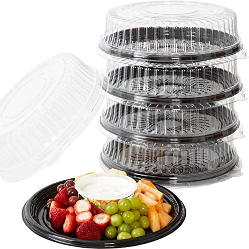 Black Catering Trays With Lids - 12" - 5 Pack