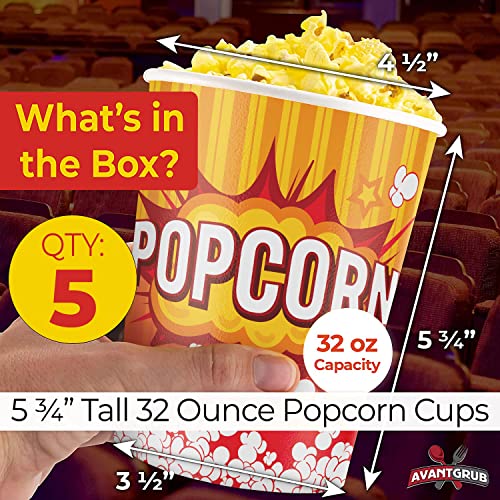 Yellow, White & Red Popcorn Cup - 32oz - 50 Cups
