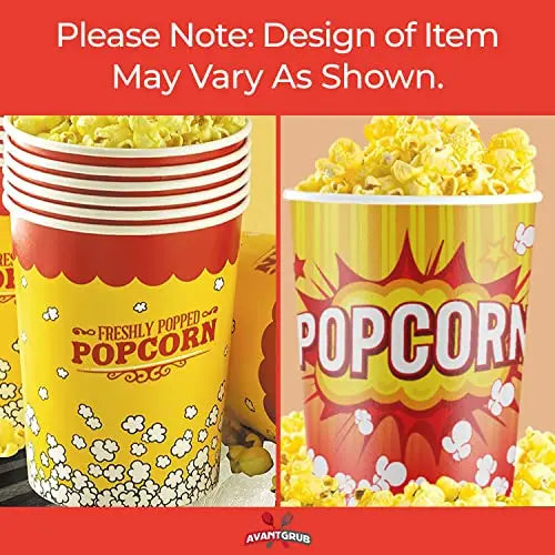 Yellow, White & Red Popcorn Cup - 32oz - 50 Cups Avant Grub