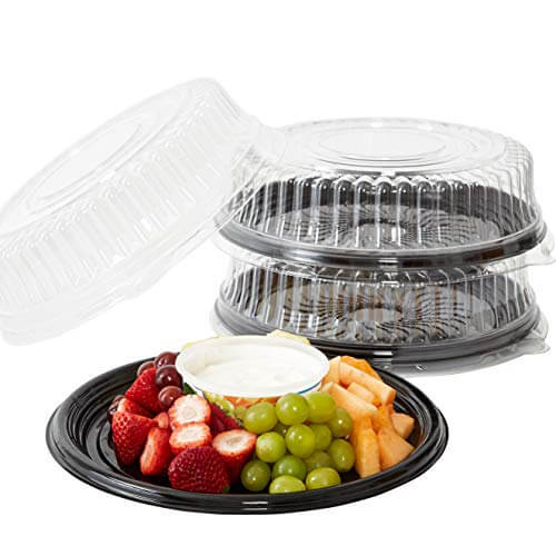 Black Catering Trays With Lids - 12" - 3 Pack