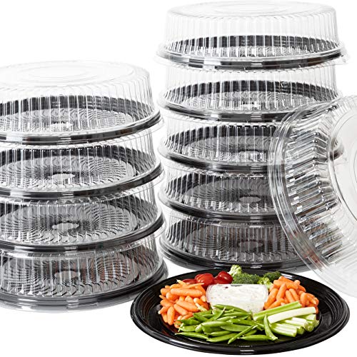 Black Catering Trays With Lids - 16" - 10 Pack