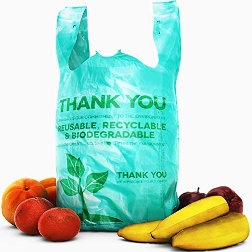 Green Eco-Friendly T-Shirt Bags - 22 Inch - 100 Pack