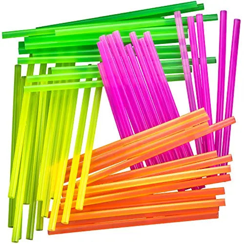 Pink/Orange/Green/Yellow Neon Drinking Straws - 7.75" 1/4" - 600 Pack