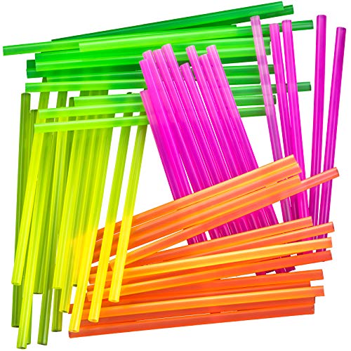 Pink/Orange/Green/Yellow Neon Drinking Straws - 7.75" 1/4" - 600 Pack
