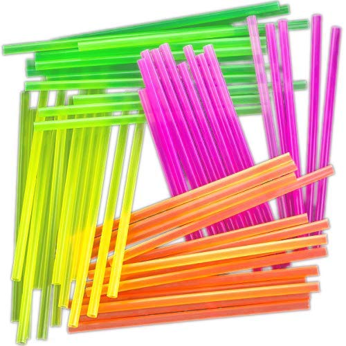 Pink/Orange/Green/Yellow Neon Drinking Straws - 7.75" 1/4" - 300 Pack