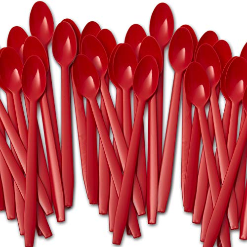 Red 8inch Plastic Sundae Spoon