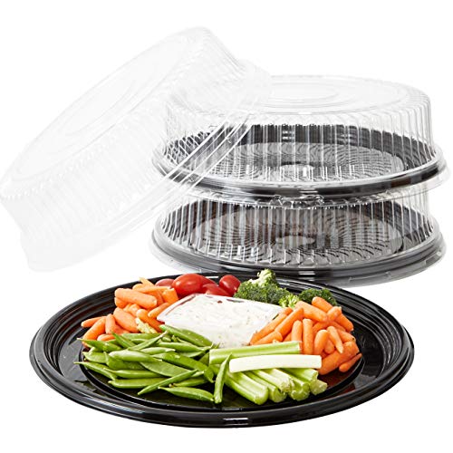 Black Catering Trays With Lids - 16" - 3 Pack
