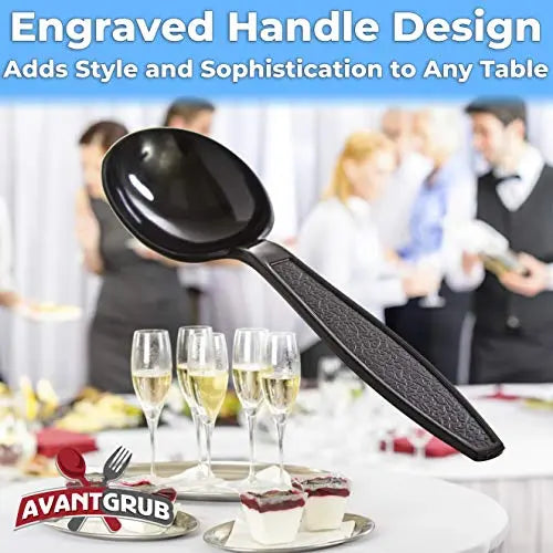 5-Inch Black Plastic Soup Spoon